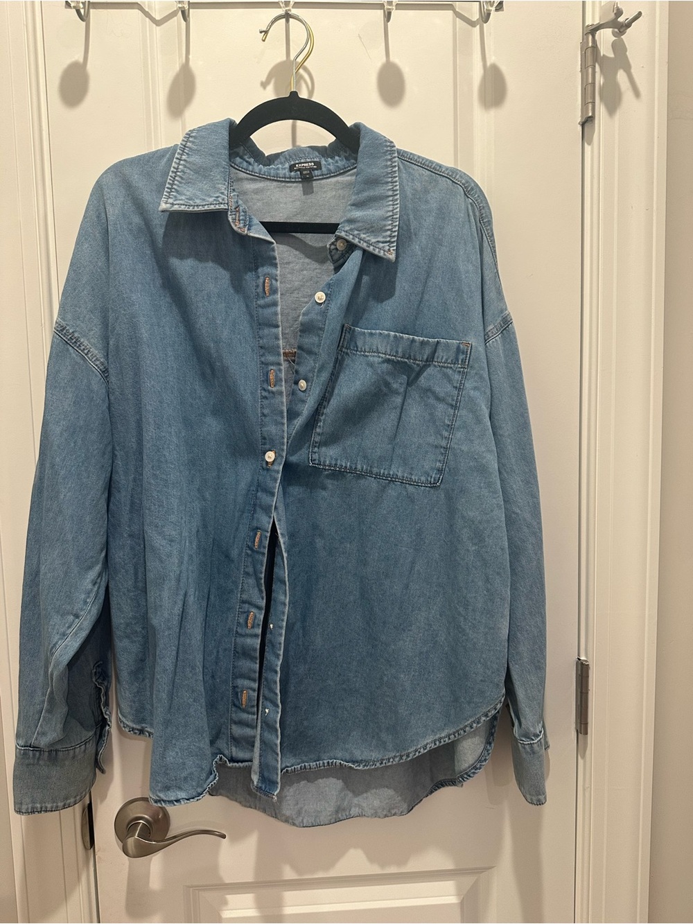 Express Light Blue Denim Button-Down Shirt